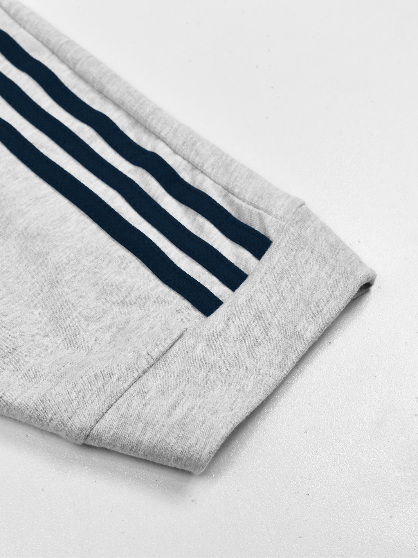 Summer Jersey Terry Slim Fit Short For Kids-Grey Melange with Navy Stripes-RT2474