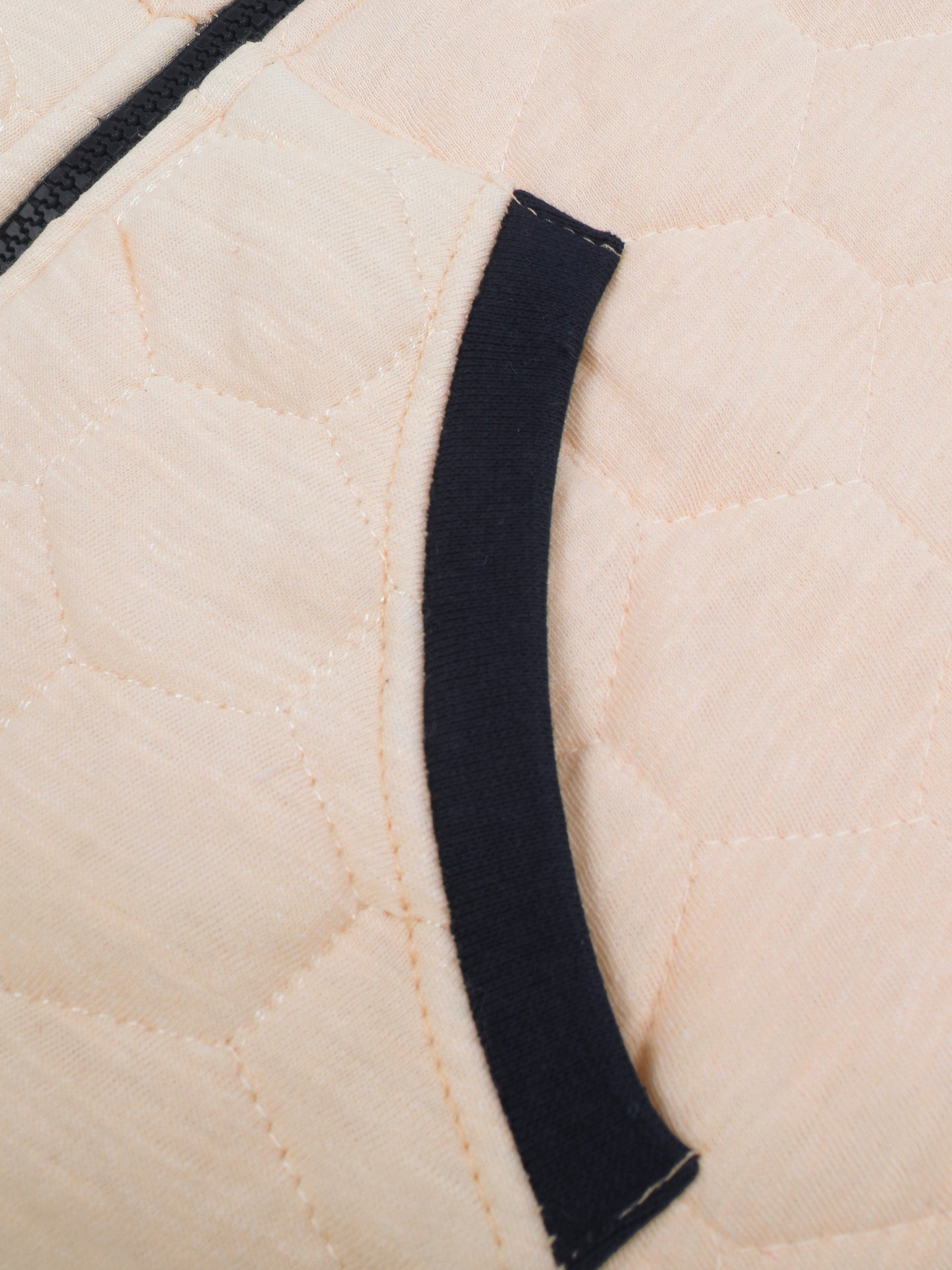 TH Quilted Zipper Hoodie For Kids-Light Peach With Navy-SP1206