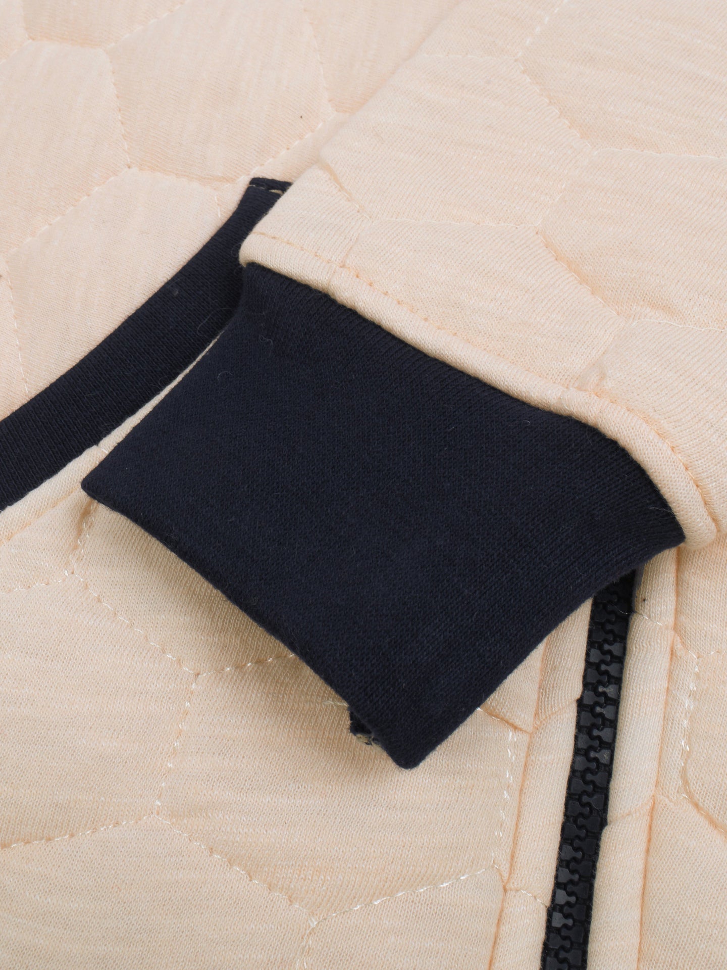 TH Quilted Zipper Hoodie For Kids-Light Peach With Navy-SP1206