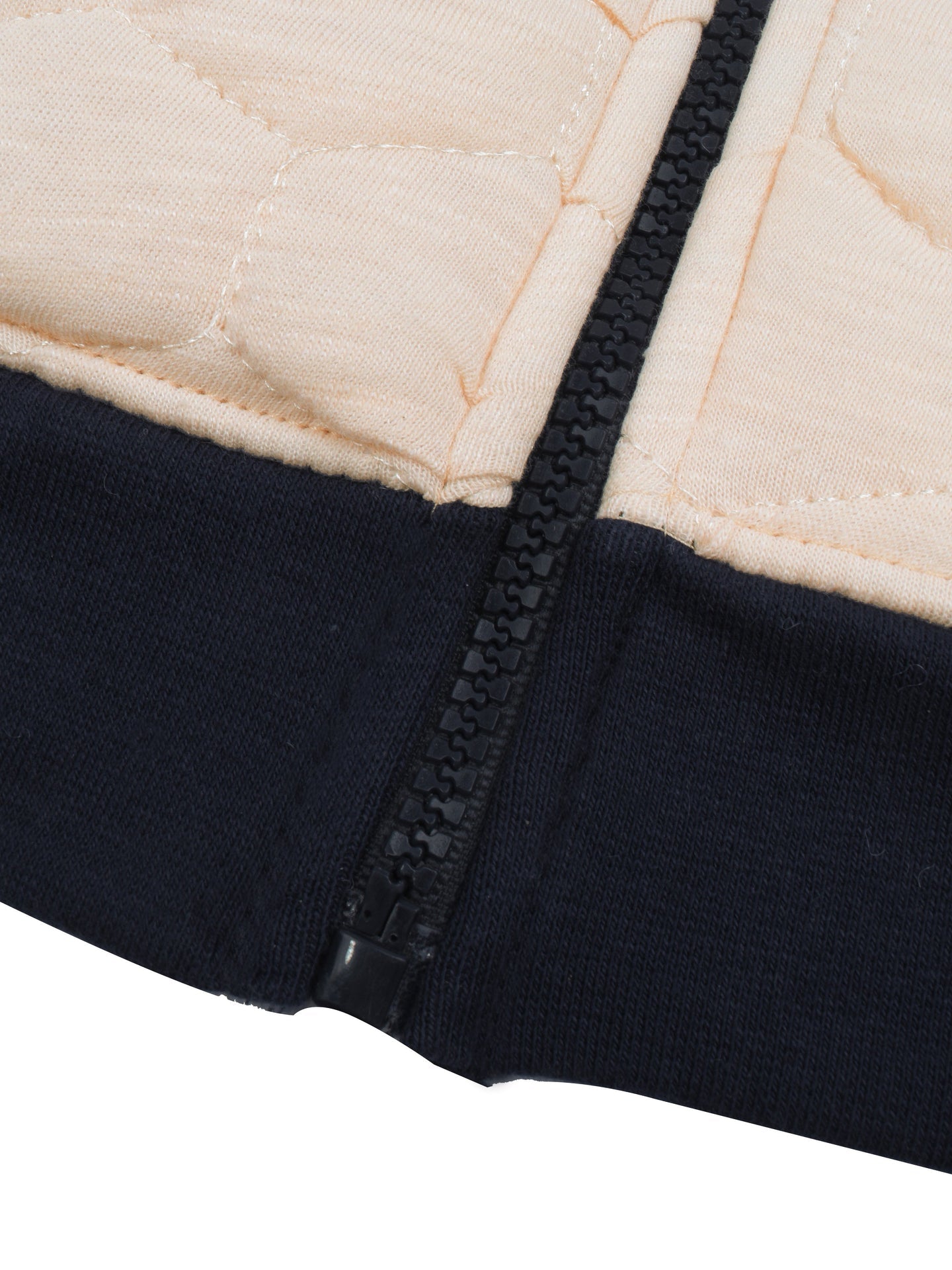 TH Quilted Zipper Hoodie For Kids-Light Peach With Navy-SP1206