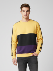 Upgrade Fashion Fleece Sweatshirt For Men-Yellow With Black Panels-UFS02