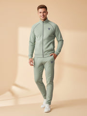 Louis Vicaci Fleece Zipper Tracksuit For Men-Light Green-LVTS07