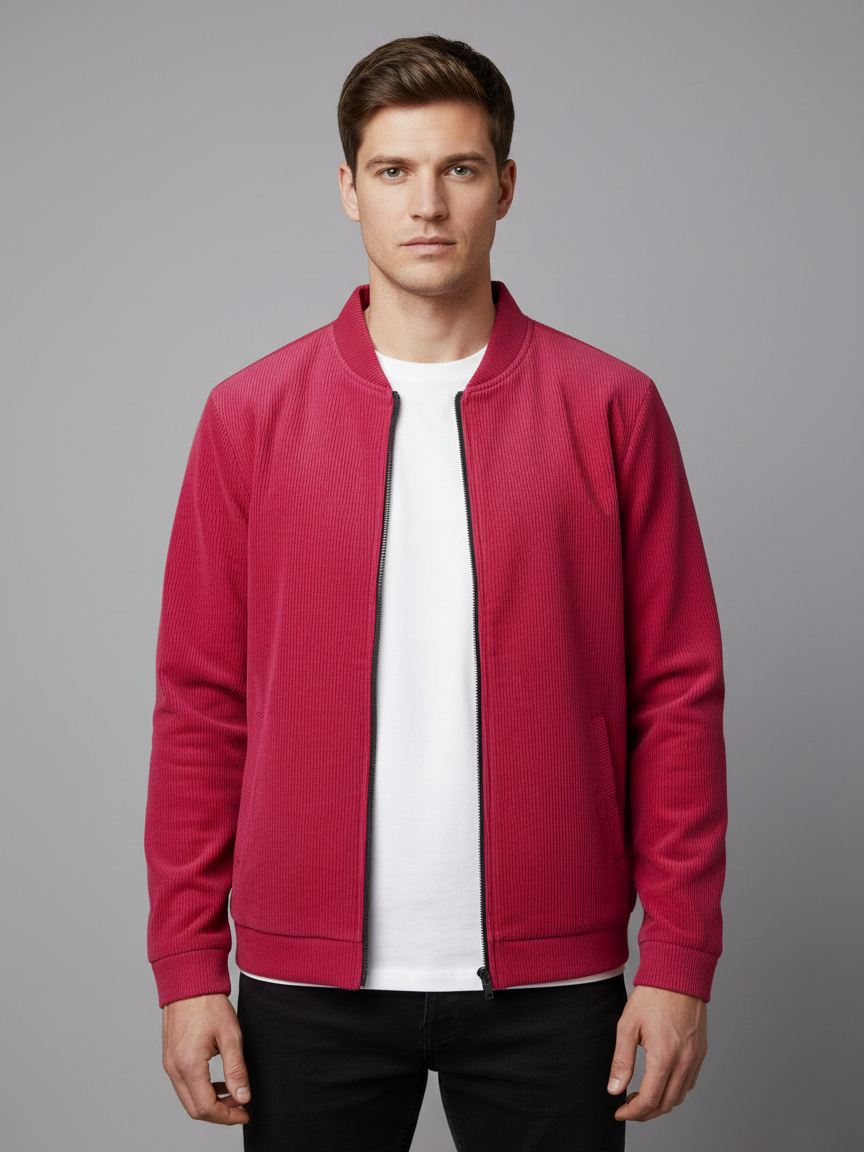 Louis Vicaci Zipper Thermal Bomber Jacket For Men-Grey Melange-TBH001