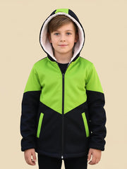 Mango Stylish Inner Fur Zipper Hoodie For Kids-Parrot & Navy-BE151/BR962