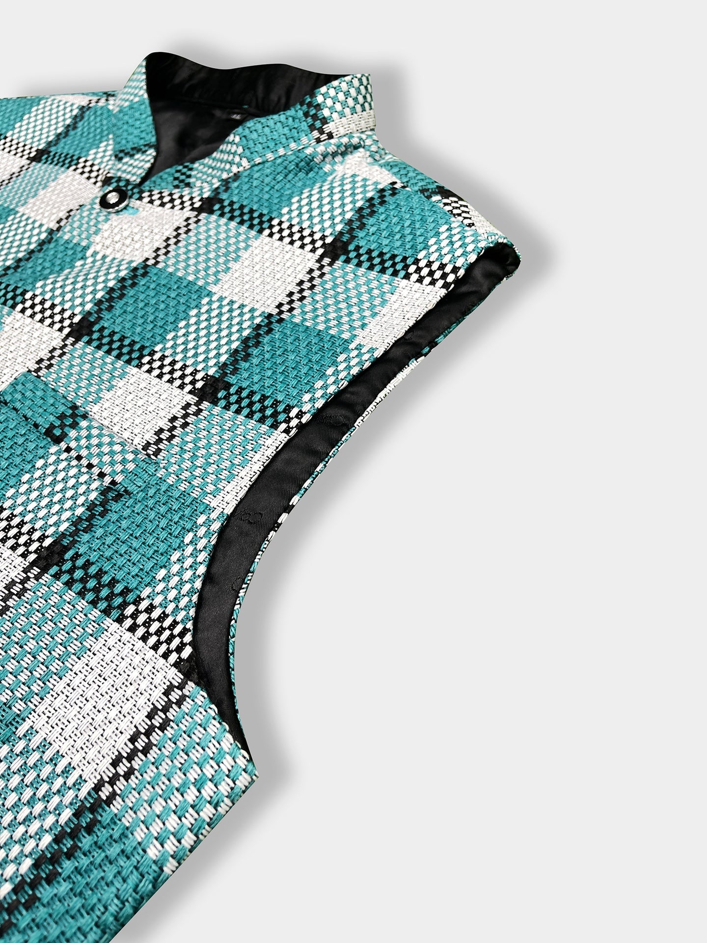 Men’s Premium Checkered Tweed Waistcoat Blue & White-WC02