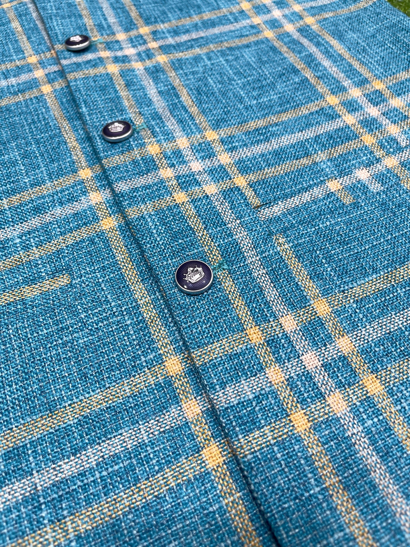 Men’s Premium Checkered Tweed Waistcoat Blue-WC03