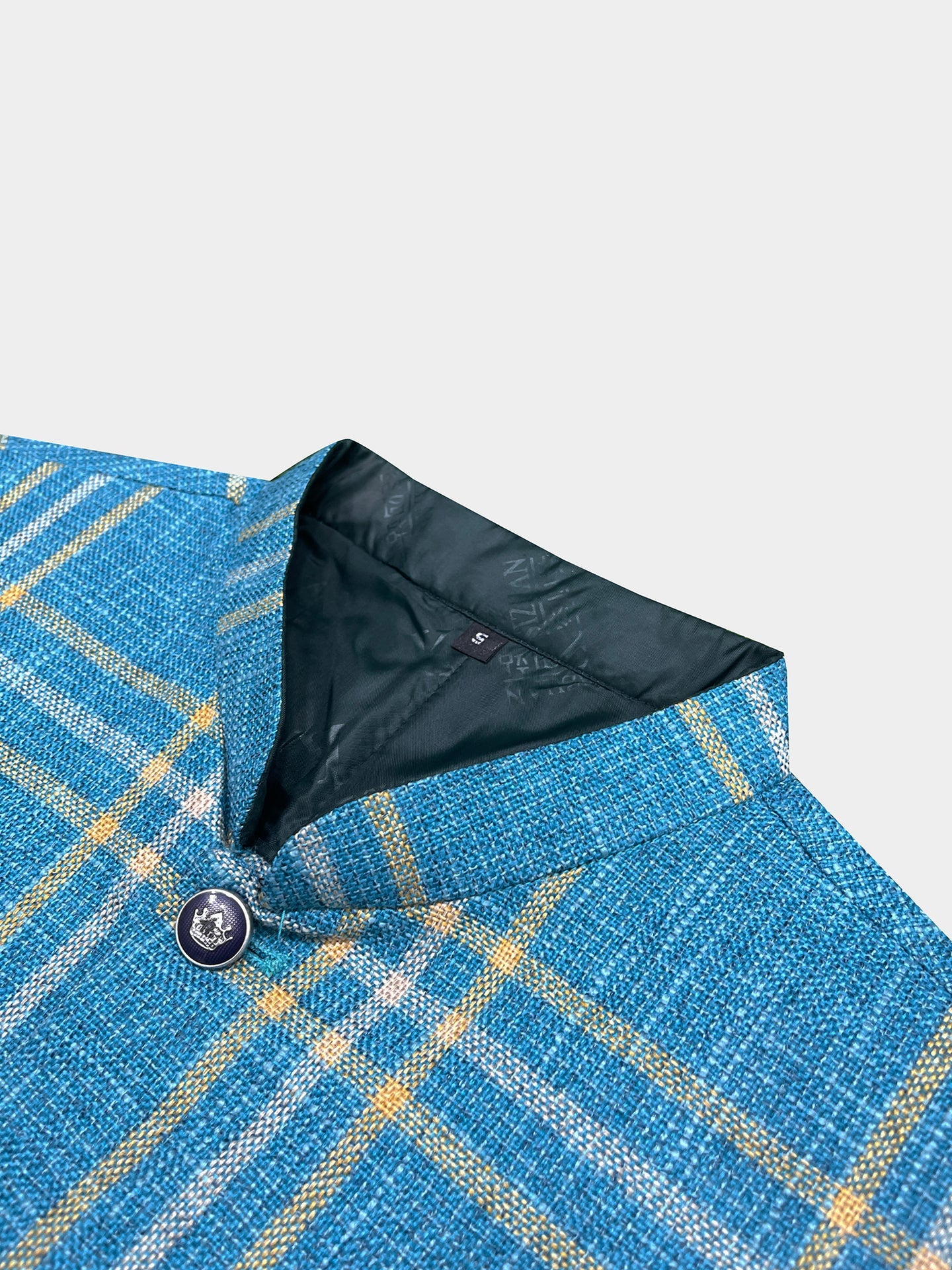 Men’s Premium Checkered Tweed Waistcoat Blue-WC03