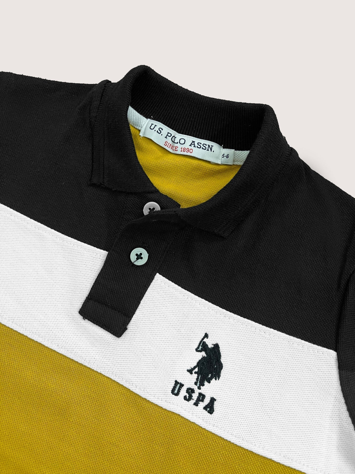 USPA Half Sleeve P.Q Polo Shirt For Kids-Black & Yellow-RT1932