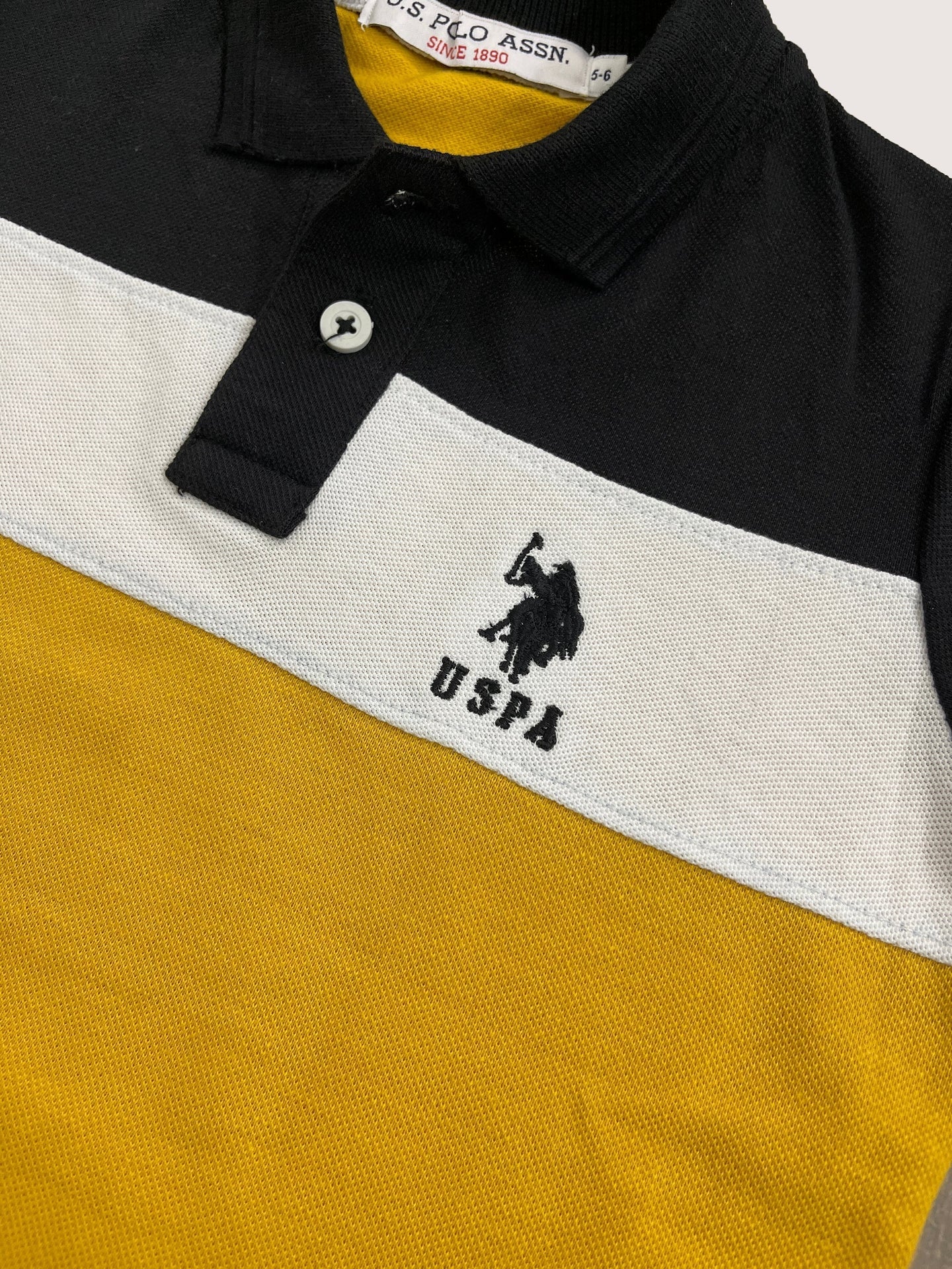 USPA Half Sleeve P.Q Polo Shirt For Kids-Black & Yellow-RT1932