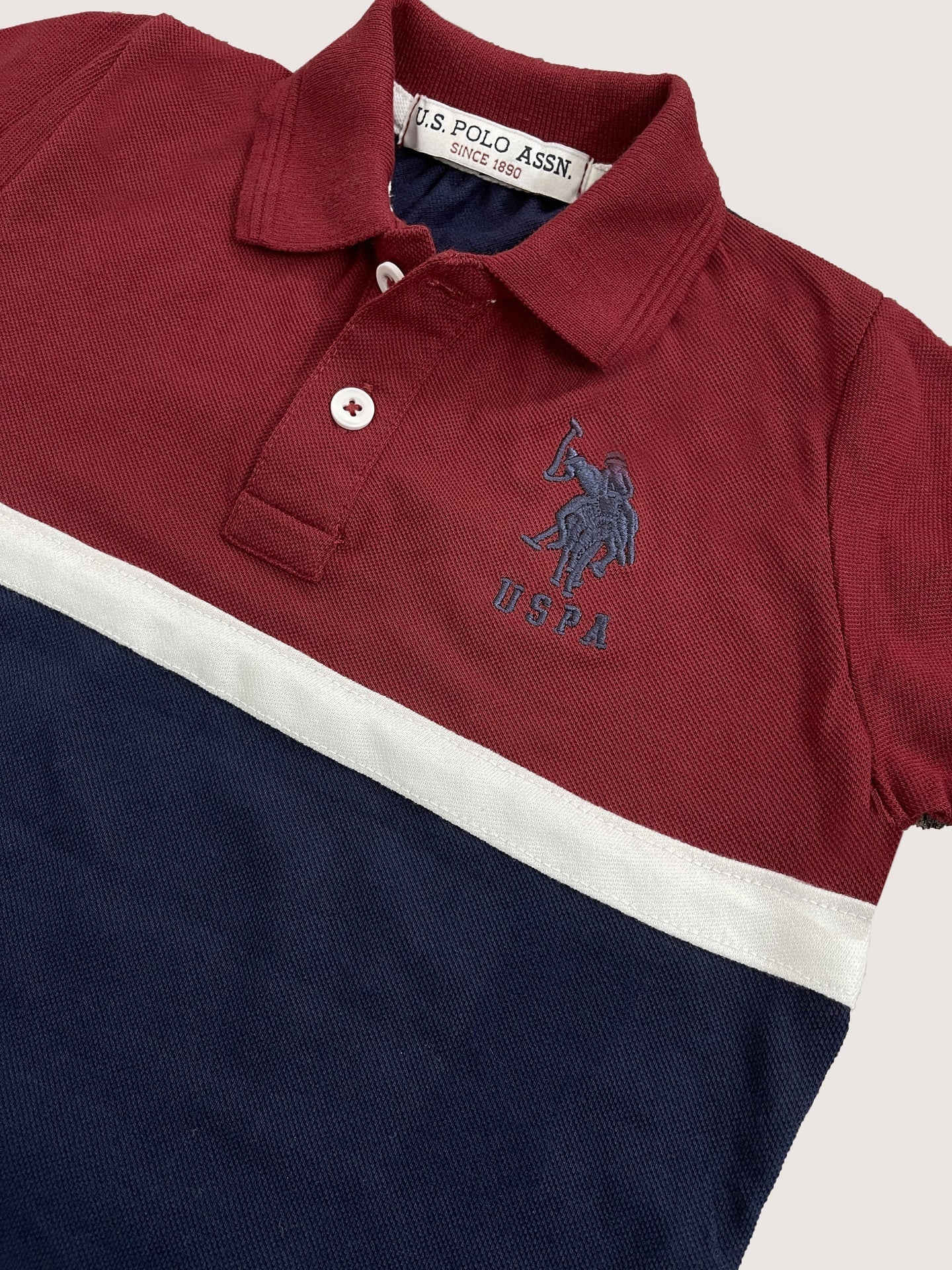 USPA Half Sleeve P.Q Polo Shirt For Kids-Red & Navy-RT1931