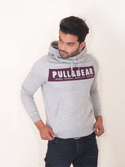 P&B Fleece Pullover Hoodie For Men-Grey Melange with Indigo Melange Panel-RT961