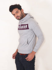 P&B Fleece Pullover Hoodie For Men-Grey Melange with Indigo Melange Panel-RT961