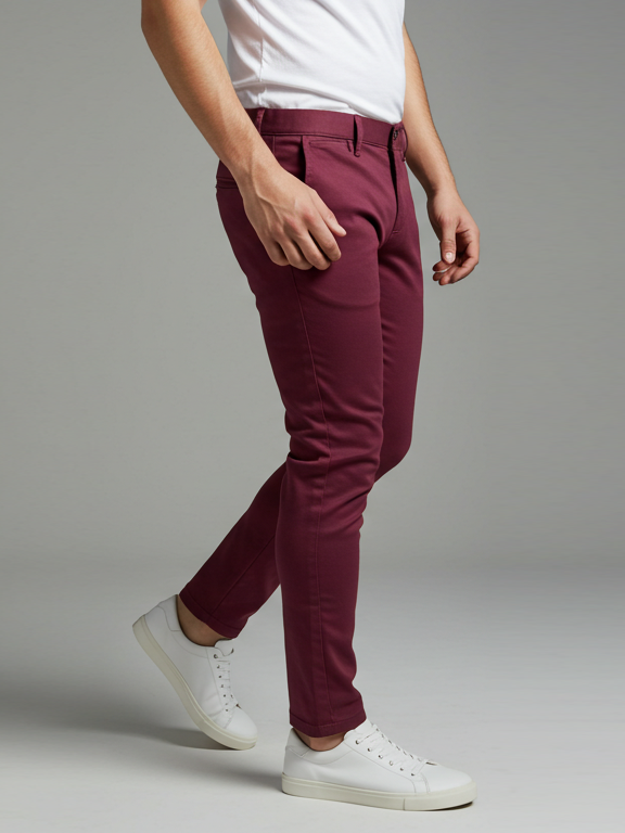 Louis Vicaci Interlock Stretchy Slim Fit Pent For Men-Magenta-BR455