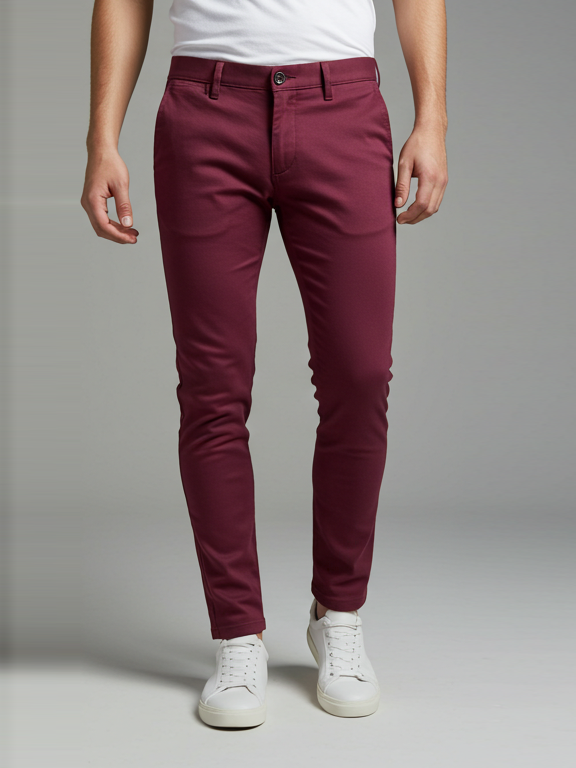 Louis Vicaci Interlock Stretchy Slim Fit Pent For Men-Magenta-BR455
