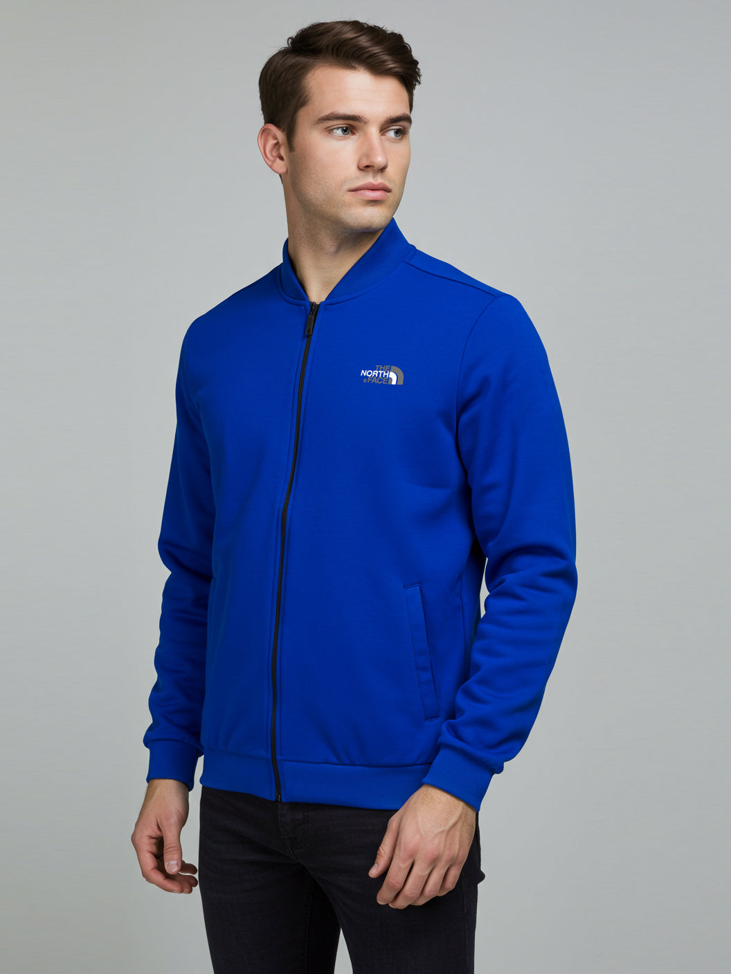 TNF Baseball Inner Fur Jacket For Men-Royal Blue-BE197/BR999