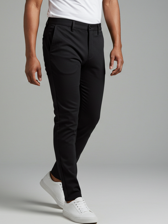 Louis Vicaci Interlock Stretchy Slim Fit Pent For Men-Black-SP1848/RT2454