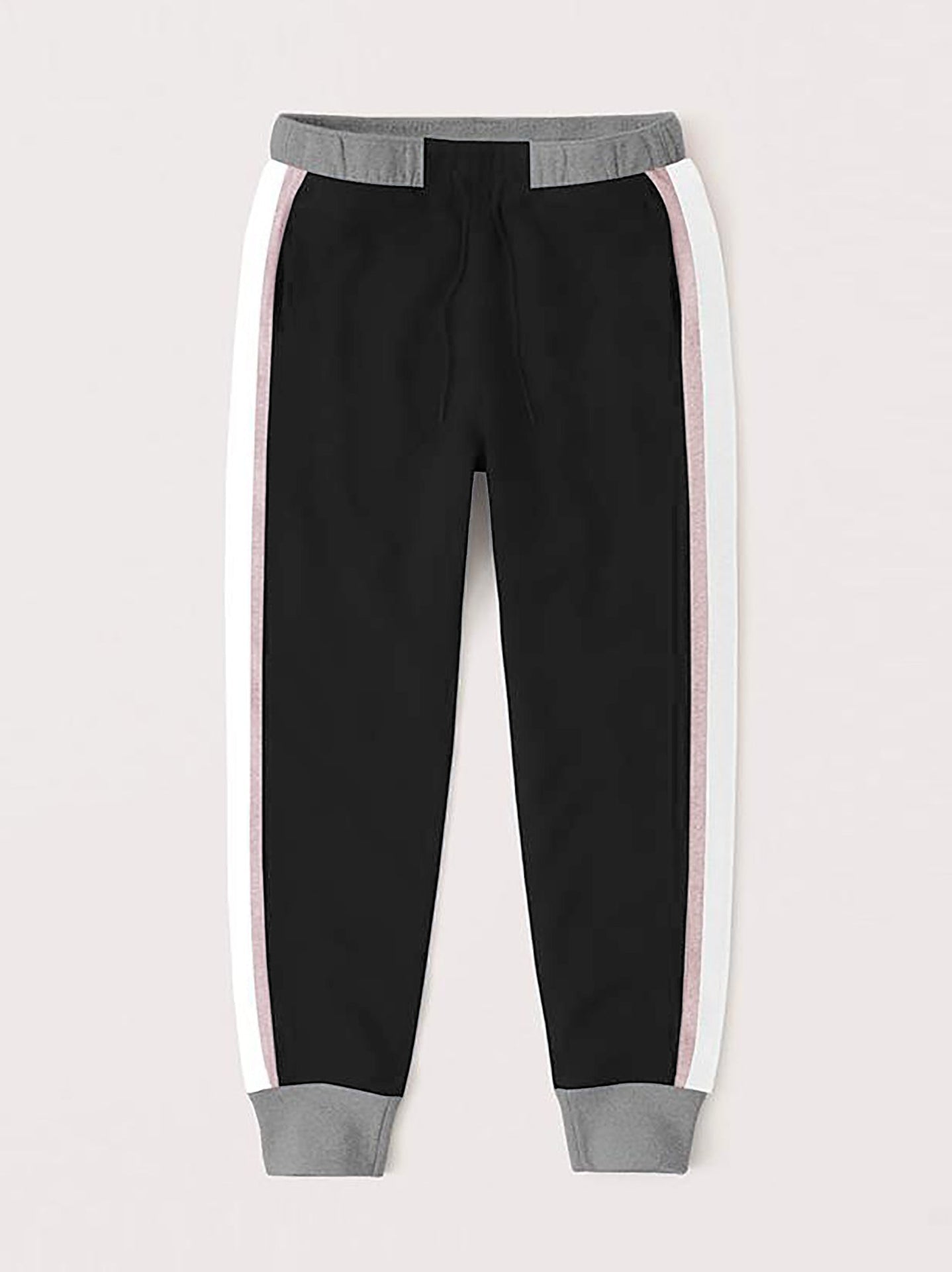 Red Pearl Soft Ribb Slim Fit Jogger Trouser For Kids-Black & Grey With Assorted Stripes-SP870