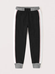Red Pearl Soft Ribb Slim Fit Jogger Trouser For Kids-Black & Grey With Assorted Stripes-SP870