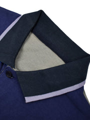 Champion Single Jersey Polo Shirt For Kids-Grey Cyan & Blue-SP1704/RT2414