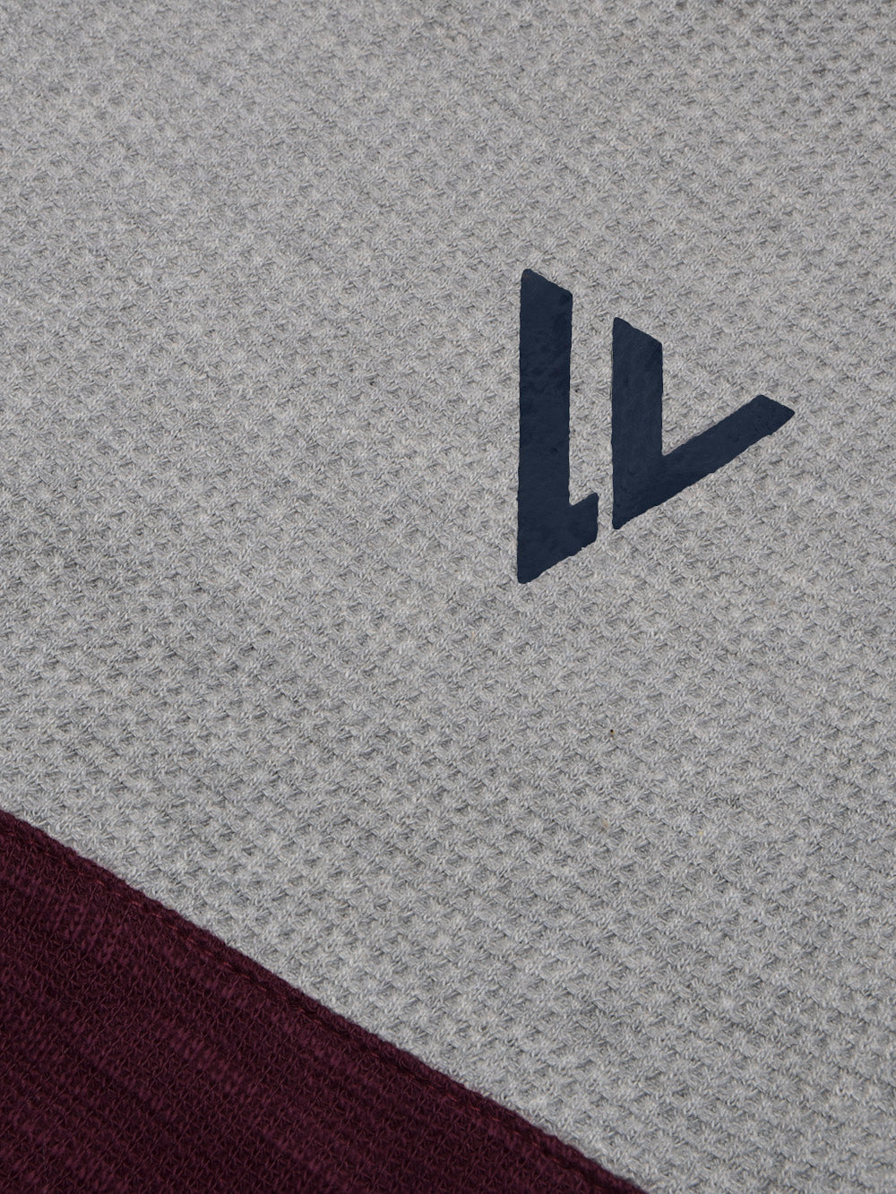 LV Crew Neck Long Sleeve Thermal Tee Shirt For Kids-Grey with Maroon & Dark Green-BE971/BR13218