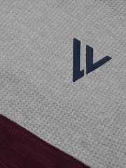 LV Crew Neck Long Sleeve Thermal Tee Shirt For Kids-Grey with Maroon & Dark Green-BE971/BR13218