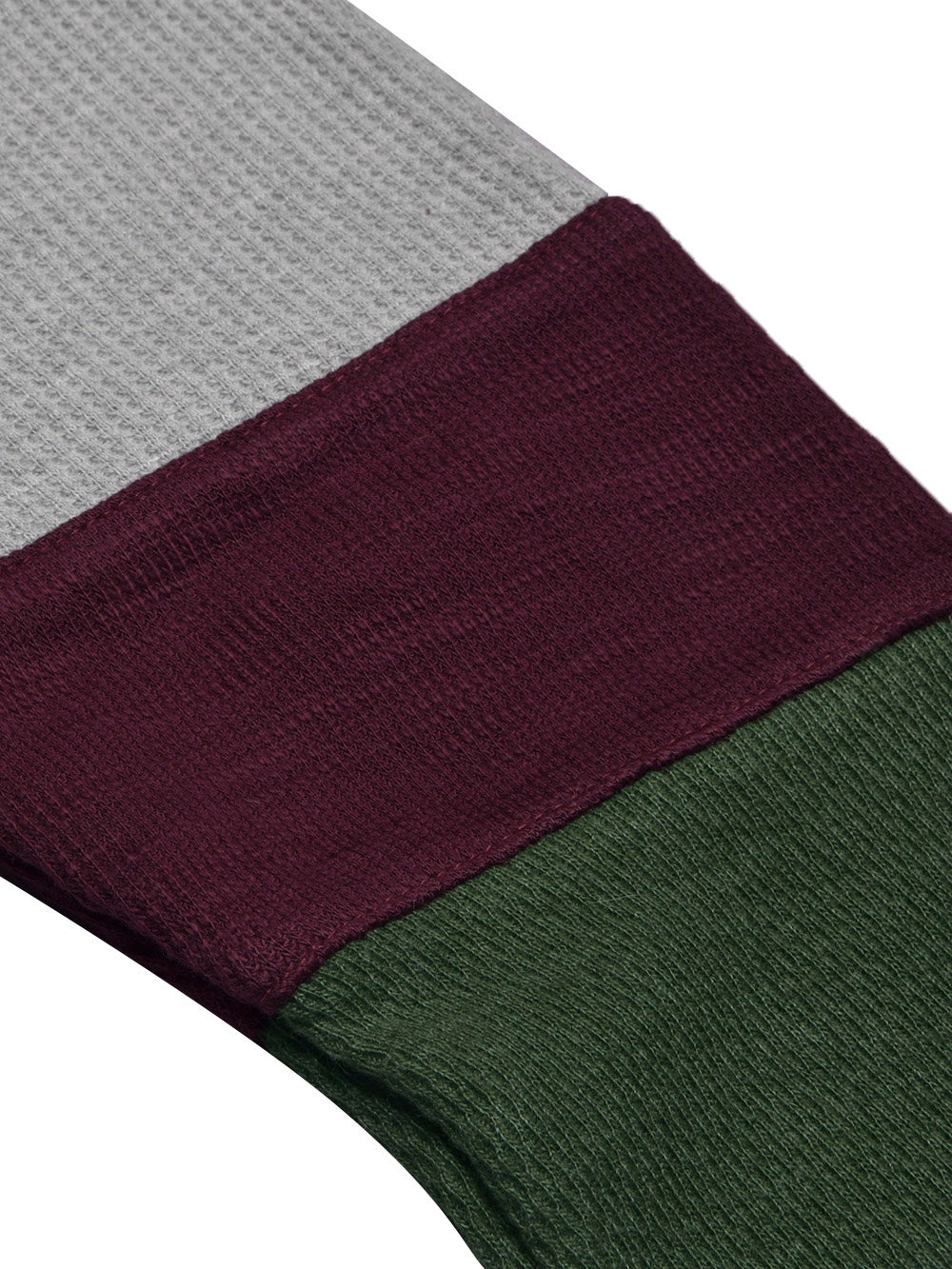 LV Crew Neck Long Sleeve Thermal Tee Shirt For Kids-Grey with Maroon & Dark Green-BE971/BR13218