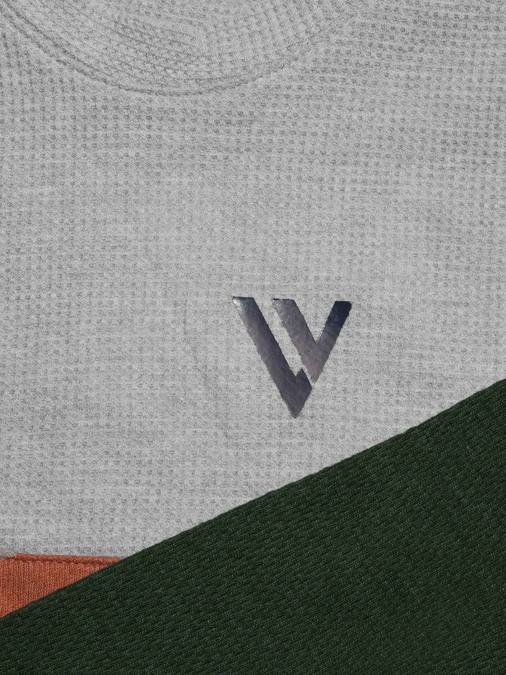 LV Crew Neck Long Sleeve Thermal Tee Shirt For Kids-Grey with Orange & Green-BE973/BR13220