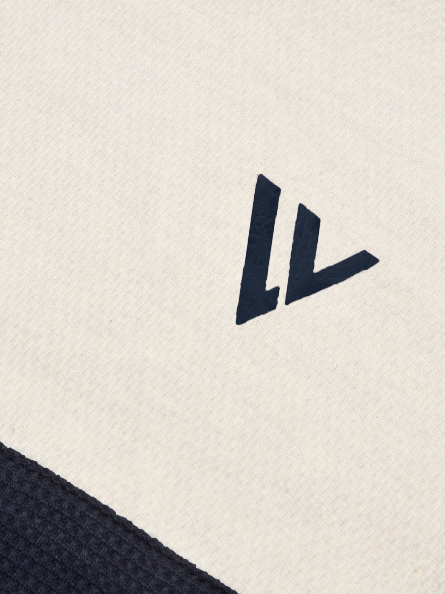 LV Crew Neck Long Sleeve Thermal Tee Shirt For Kids-Off White with Navy & Zinc-BE972/BR13219