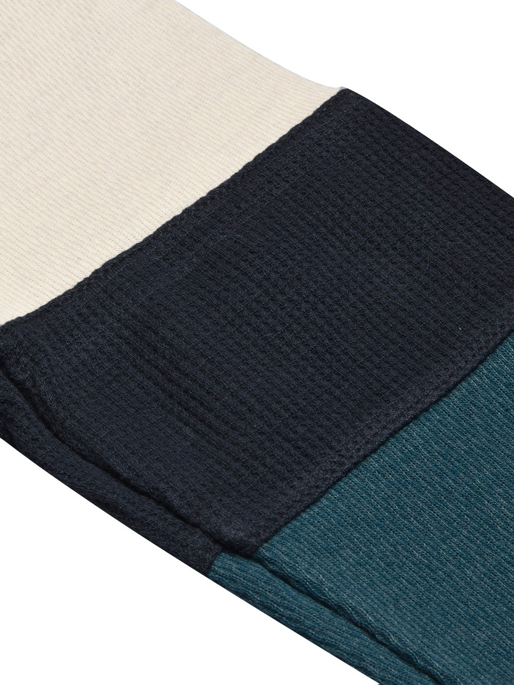 LV Crew Neck Long Sleeve Thermal Tee Shirt For Kids-Off White with Navy & Zinc-BE972/BR13219