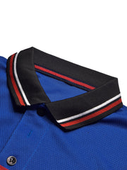 LV Summer Dry Fit Polo Shirt For Men-Black with Red & Blue Panels-BE1344/BR13586