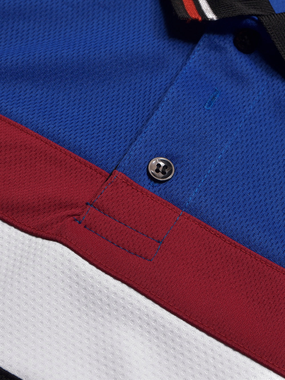 LV Summer Dry Fit Polo Shirt For Men-Black with Red & Blue Panels-BE1344/BR13586