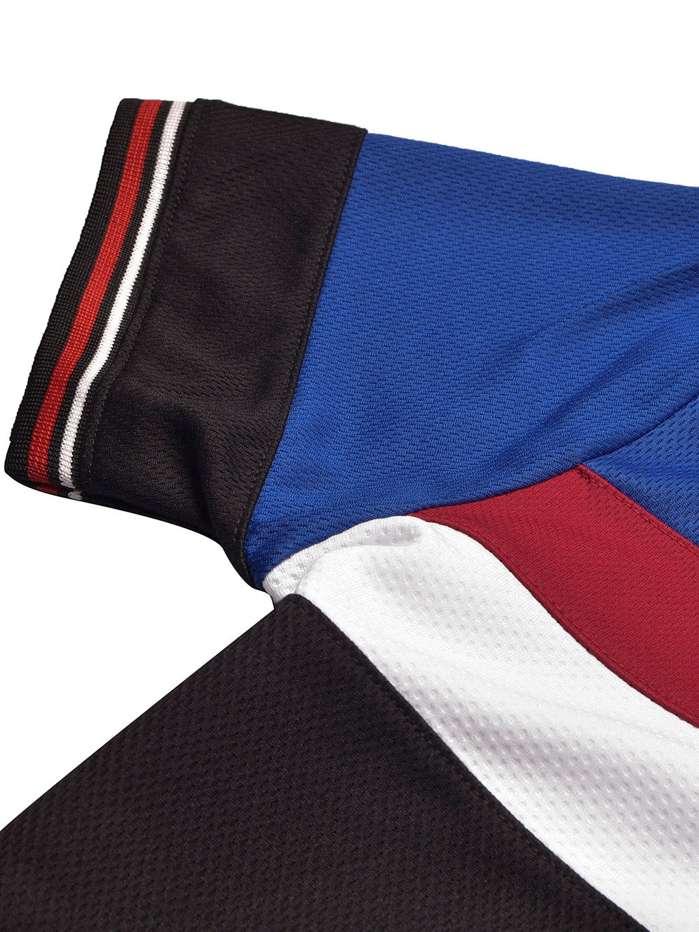 LV Summer Dry Fit Polo Shirt For Men-Black with Red & Blue Panels-BE1344/BR13586