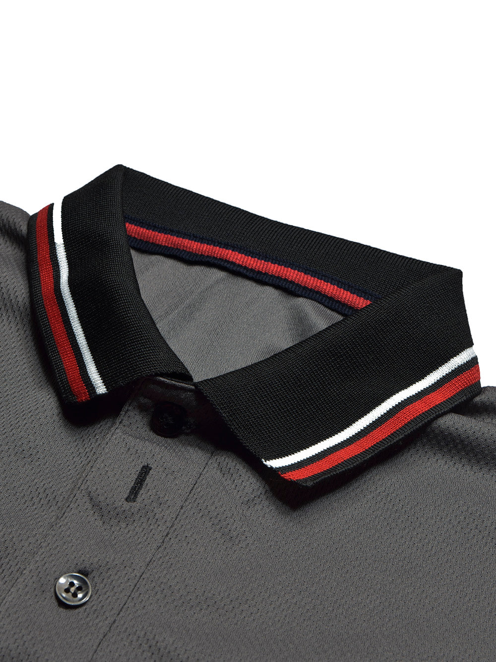 LV Summer Dry Fit Polo Shirt For Men-Black with Red & Grey Panels-BE1343/BR13585