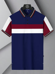 LV Summer Dry Fit Polo Shirt For Men-Dark Blue with Stripe-BE1665/BR13892