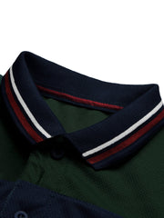 LV Summer Dry Fit Polo Shirt For Men-Dark Green with Stripe-BE1563/BR13779