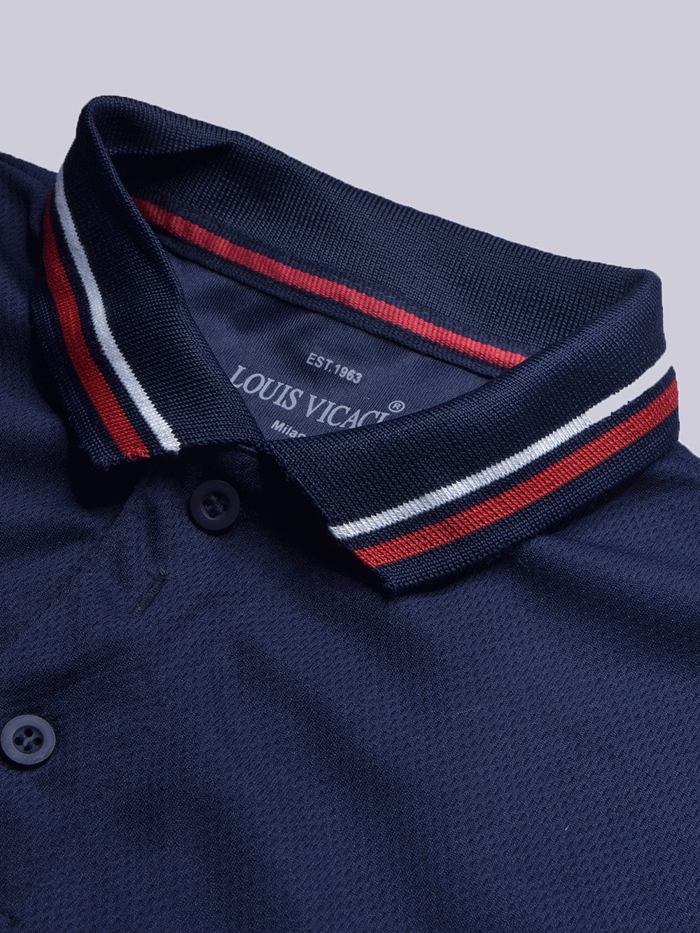 LV Summer Dry Fit Polo Shirt For Men-Dark Purple with Navy & White Stripe-BE1696/BR13911
