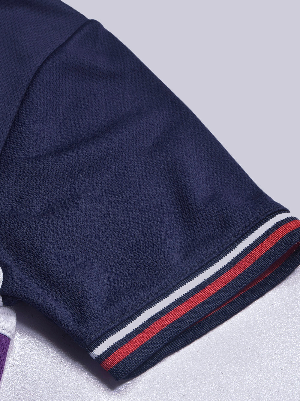 LV Summer Dry Fit Polo Shirt For Men-Dark Purple with Navy & White Stripe-BE1696/BR13911