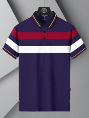 LV Summer Dry Fit Polo Shirt For Men-Dark Purple with Stripe-BE1587/BR13805