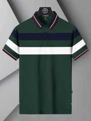 LV Summer Dry Fit Polo Shirt For Men-Green with Stripe-BE1564/BR13780