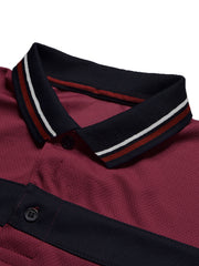 LV Summer Dry Fit Polo Shirt For Men-Light Maroon with Stripe-BE1502/BR13746