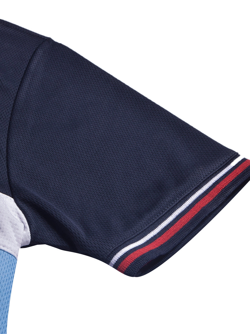 LV Summer Dry Fit Polo Shirt For Men-Navy with Sky & White Stripe-BE1697/BR13912