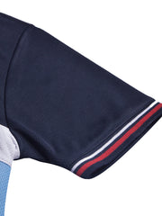 LV Summer Dry Fit Polo Shirt For Men-Navy with Sky & White Stripe-BE1697/BR13912