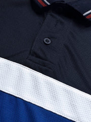LV Summer Dry Fit Polo Shirt For Men-Navy with White & Blue Panels-BE1742/BR13923