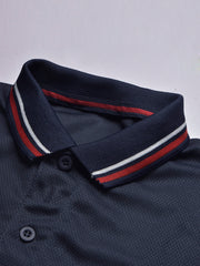 LV Summer Dry Fit Polo Shirt For Men-Navy with White & Camel Panels-BE1713/BR13918