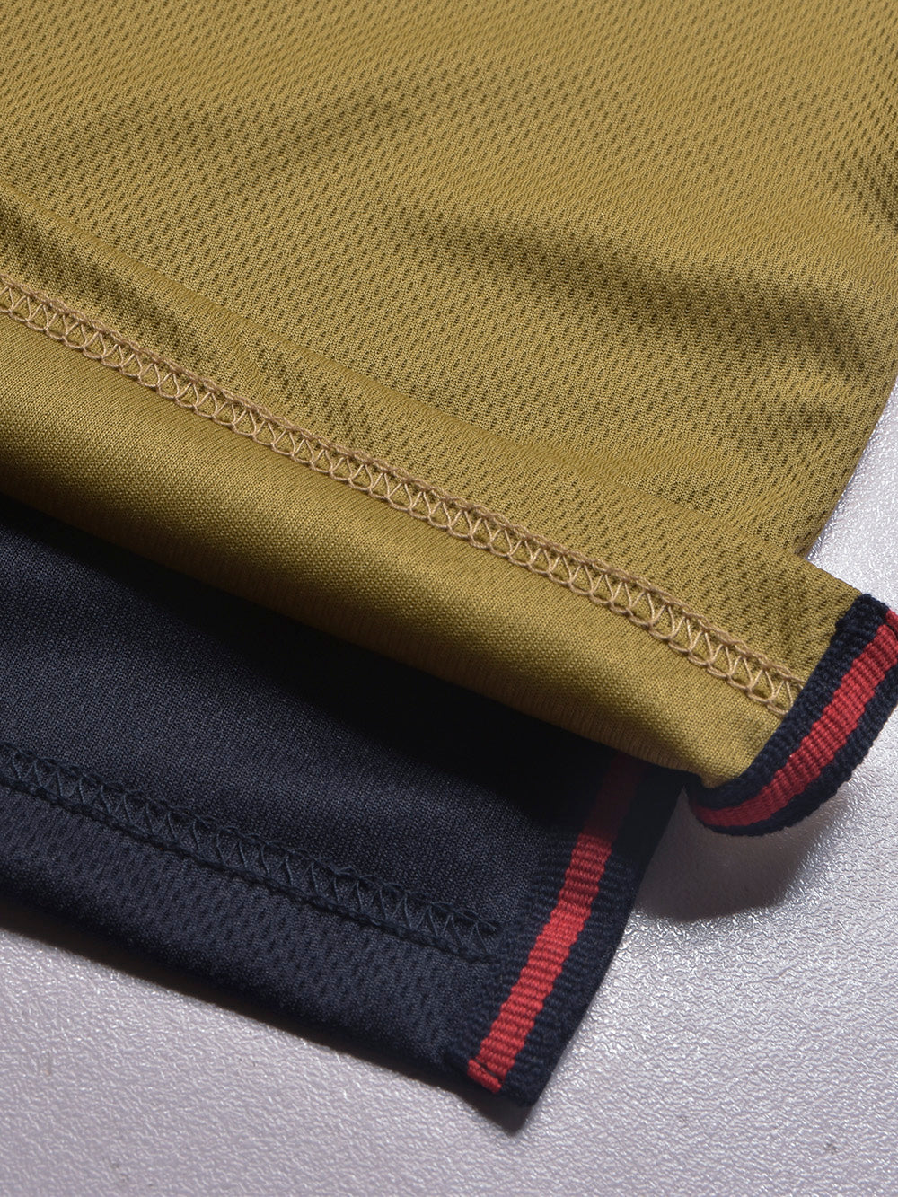 LV Summer Dry Fit Polo Shirt For Men-Navy with White & Camel Panels-BE1713/BR13918