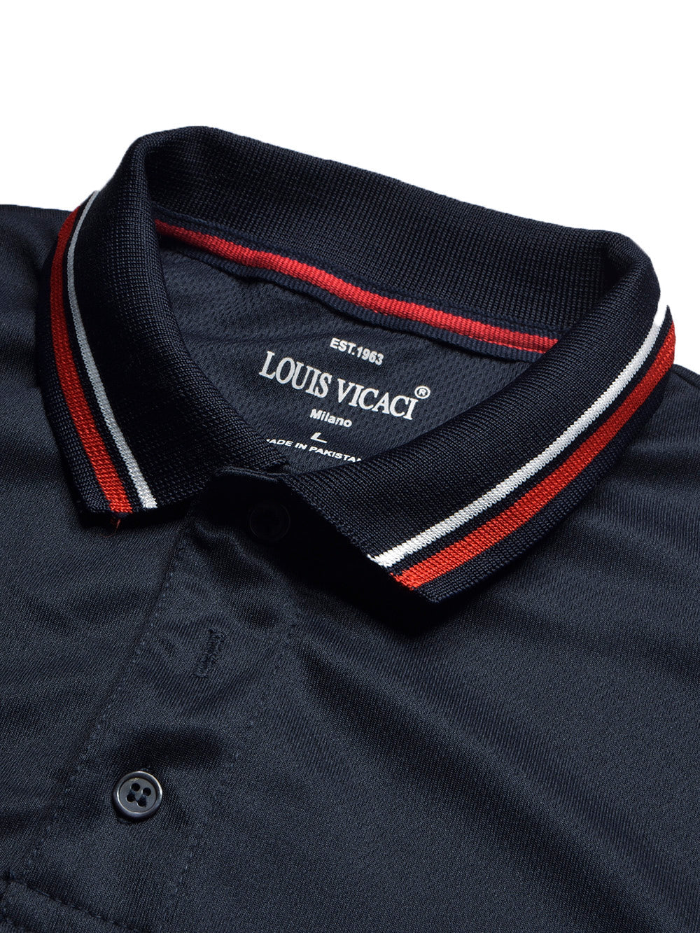 LV Summer Dry Fit Polo Shirt For Men-Navy with White & Green Panel-BE1394/BR13634