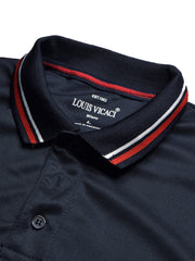 LV Summer Dry Fit Polo Shirt For Men-Navy with White & Green Panel-BE1394/BR13634
