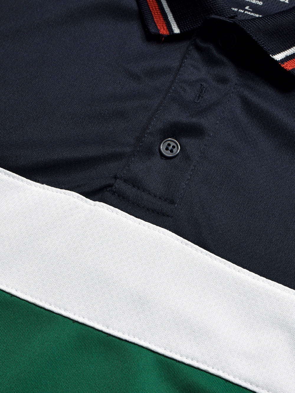 LV Summer Dry Fit Polo Shirt For Men-Navy with White & Green Panel-BE1394/BR13634