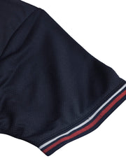 LV Summer Dry Fit Polo Shirt For Men-Navy with White & Light Taupe Panels-BE1717/BR13919