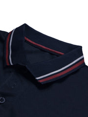 LV Summer Dry Fit Polo Shirt For Men-Navy with White & Orange Panels-BE1741/BR13922